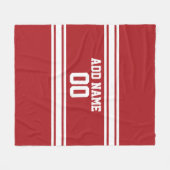 White en Red Sports Jersey Custom Name Number Fleece Deken (Voorkant (Horizontaal))
