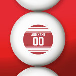 White en Red Sports Jersey Custom Name Number Pingpongbal<br><div class="desc">Als je een team van Fantasy Football bent,  maak je eigen producten en show af voor je vrienden! Of - Speel je Football op de middelbare school en wil je een memento? Dit sportontwerp is perfect voor elke sporter die voetbal of honkbal speelt.</div>