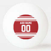 White en Red Sports Jersey Custom Name Number Pingpongbal (Achterkant)