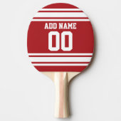 White en Red Sports Jersey Custom Name Number Tafeltennisbatje (Voorkant)