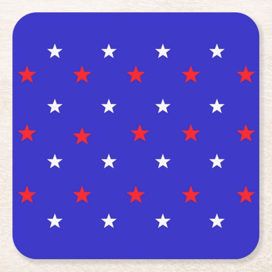 White en Red Stars - Starry Sky Pattern Kartonnen Onderzetters (Voorkant)