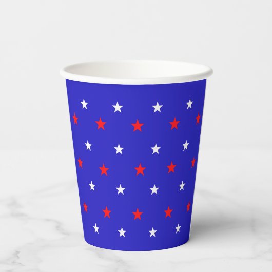 White en Red Stars - Starry Sky Pattern Papieren Bekers (Achterkant)