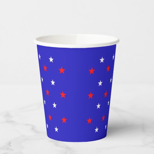 White en Red Stars - Starry Sky Pattern Papieren Bekers (Links)