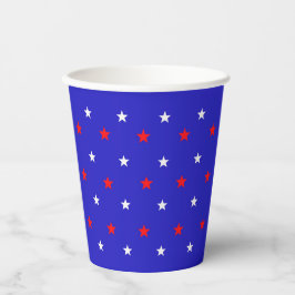 White en Red Stars - Starry Sky Pattern Papieren Bekers