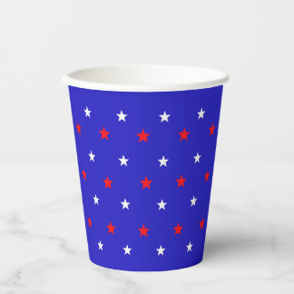 White en Red Stars - Starry Sky Pattern Papieren Bekers