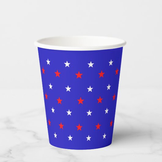 White en Red Stars - Starry Sky Pattern Papieren Bekers (Voorkant)
