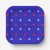 White en Red Stars - Starry Sky Pattern Papieren Bordje (Voorkant)