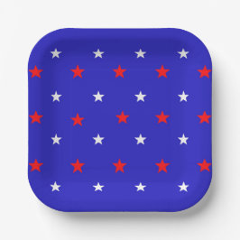 White en Red Stars - Starry Sky Pattern Papieren Bordje
