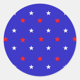 White en Red Stars - Starry Sky Pattern Ronde Sticker