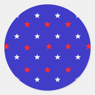White en Red Stars - Starry Sky Pattern Ronde Sticker