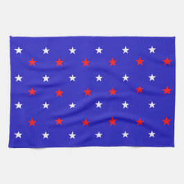 White en Red Stars - Starry Sky Pattern Theedoek