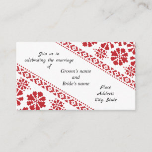 White en Red Tatreez Wedding Enclosure Card Informatiekaartje