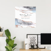 White en Roos Gold Agate Business Poster (Thuiskantoor)