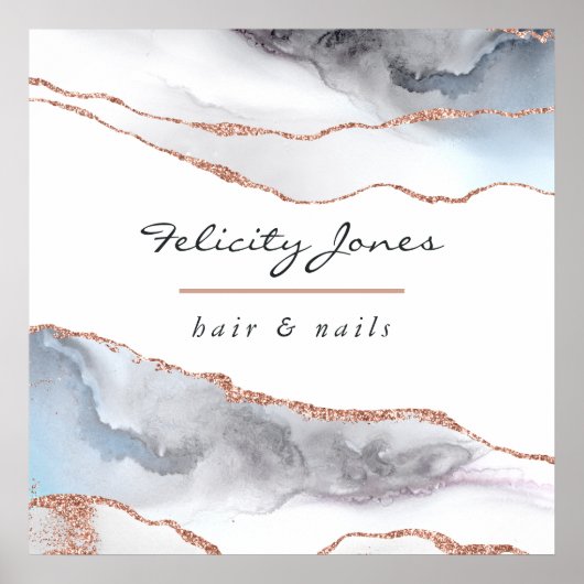 White en Roos Gold Agate Business Poster (Voorkant)