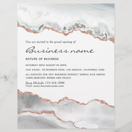 White en Roos Gold Agate Grand Opening Invitation Flyer
