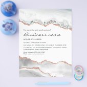 White en Roos Gold Agate Grand Opening Invitation Flyer (Enkel)