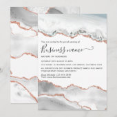 White en Roos Gold Agate Grand Opening Invitation Kaart (Voorkant / Achterkant)