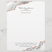 White en Roos Gold Agate Stone Business Briefhoofd (Voorkant)