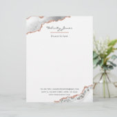 White en Roos Gold Agate Stone Business Briefhoofd (Staand voorkant)