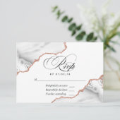 White en Roos Gold Agate Wedding RSVP Kaart (Staand voorkant)