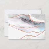 White en Roos Gold Agate Wedding RSVP Kaart (Achterkant)