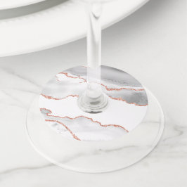 White en Roos Gold Agate Wijnglaslabel