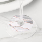 White en Roos Gold Agate Wijnglaslabel (Dichtbij)