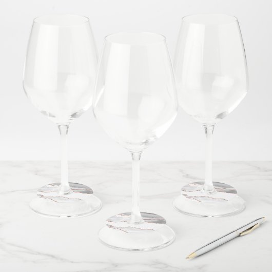 White en Roos Gold Agate Wijnglaslabel (Set)