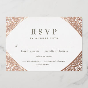 White en Roos Gold Arabesque Folie Invitation Folie Uitnodiging