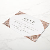 White en Roos Gold Arabesque Folie Invitation Folie Uitnodiging (Gedraaid)