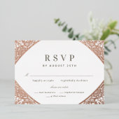 White en Roos Gold Arabesque Folie Invitation Folie Uitnodiging (Staand Voorkant)