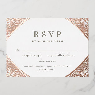 White en Roos Gold Arabesque Folie Invitation Uitnodiging