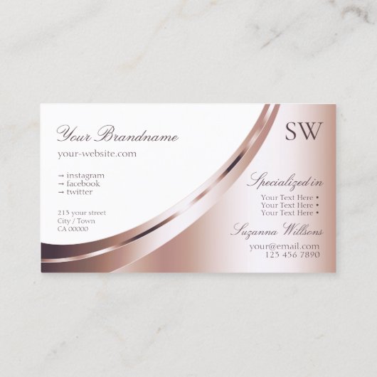 White en Roos Gold Decor met Monogram Luxury Visitekaartje (Achterkant)