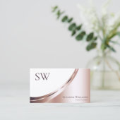 White en Roos Gold Decor met Monogram Luxury Visitekaartje (Staand voorkant)