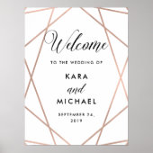 White en Roos Gold Diamond Weddenschap Welkom Poster (Voorkant)
