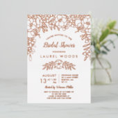 White en Roos Gold Floral Line Art Vrijgezellenfee Folie Uitnodiging (Staand Voorkant)