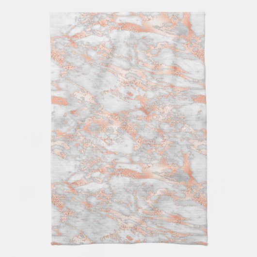 White en Roos Gold marble 2 Theedoek (Verticaal)