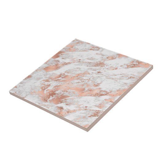 White en Roos Gold Marble 3 Tegeltje (Zijkant)