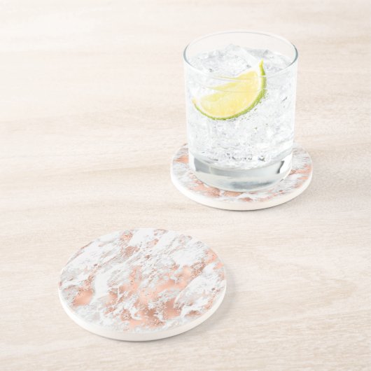 White en Roos Gold Marble 3 Zandsteen Onderzetter (Zijkant)