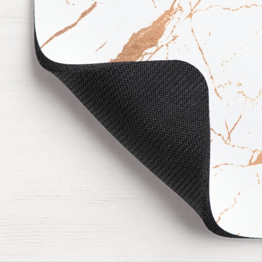 White en Roos Gold Marble Designer Muismat (Hoek)