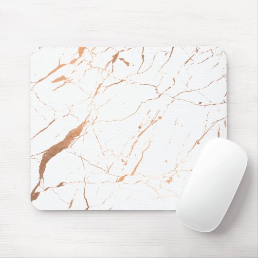 White en Roos Gold Marble Designer Muismat (Met muis)