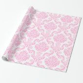 White en Roze Damask | Papier voor onmiddellijke v (Uitgerold)