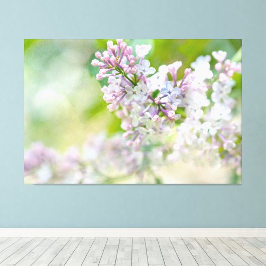 White en roze Misty Lilacs Canvas Afdruk (Insitu (Houten vloer))