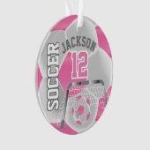 White en roze personaliseren Voetbal ⚽ Ornament (voorkant)