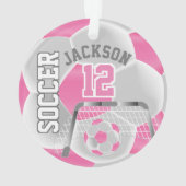 White en roze personaliseren Voetbal ⚽ Ornament (achterkant)