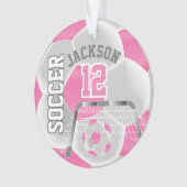 White en roze personaliseren Voetbal ⚽ Ornament (voorkant)