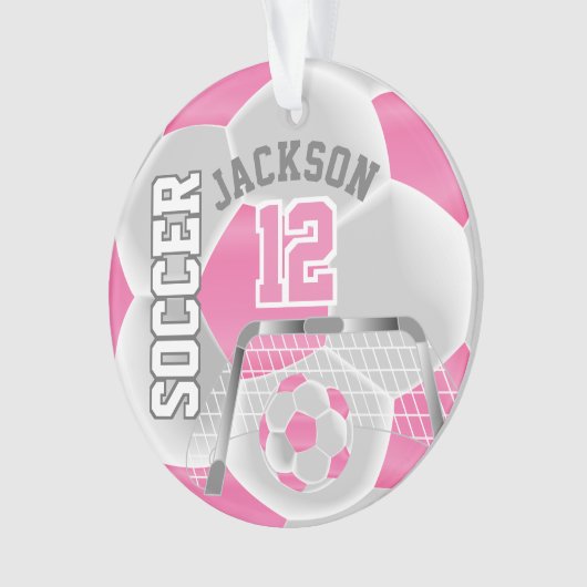 White en roze personaliseren Voetbal ⚽ Ornament (voorkant)