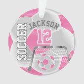 White en roze personaliseren Voetbal ⚽ Ornament (voorkant)