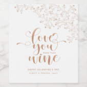White en Roze Rose Gold Valentijnsdag Wijn Etiket (Enkel label)
