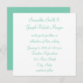 White en Seafoam Green Wedding Kaart (Voorkant / Achterkant)
